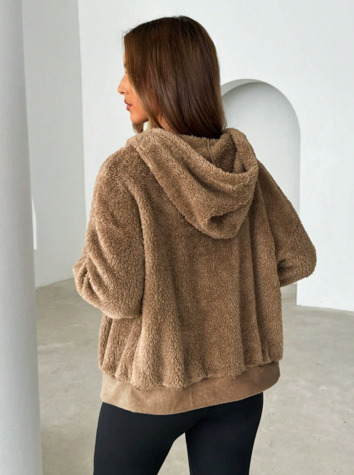 Adelyn Women's Jacket – Soft & Warm Plush Zip-Up Hoodie Cardigan for Autumn/Winter