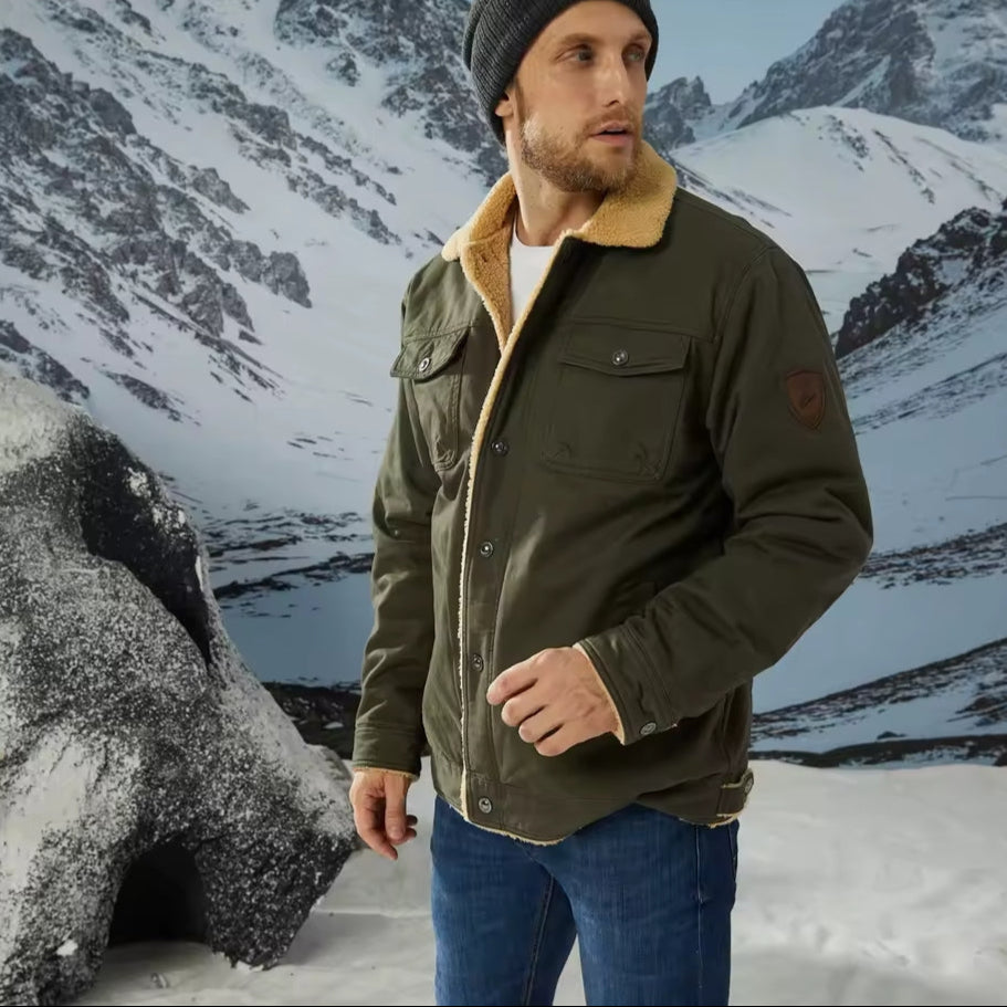 Henri Men's Winter Jacket – Warm Blouson with Sherpa Lining & Faux Fur Collar
