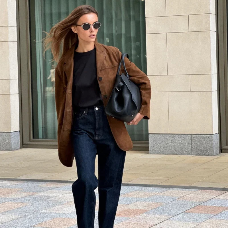 Alana Women's Suede Imitation Jacket – Elegant, Versatile & Ideal for Mid-Season