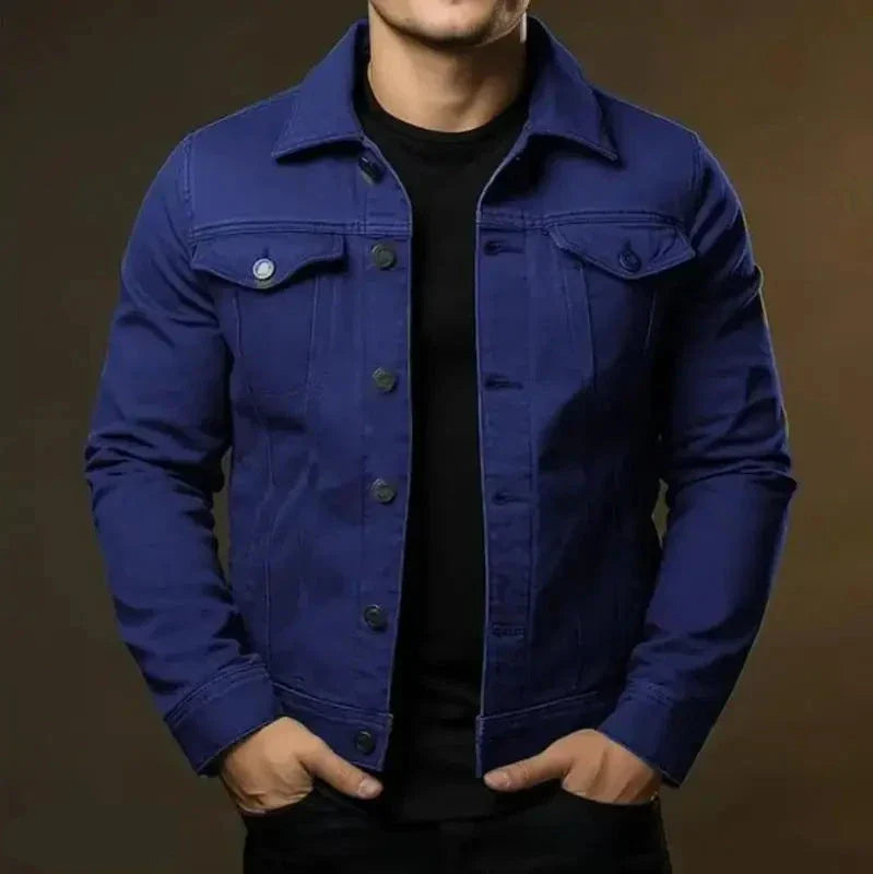 Zivex Men's Denim Jacket – Classic Cotton Denim with Buttons and Chest Pockets