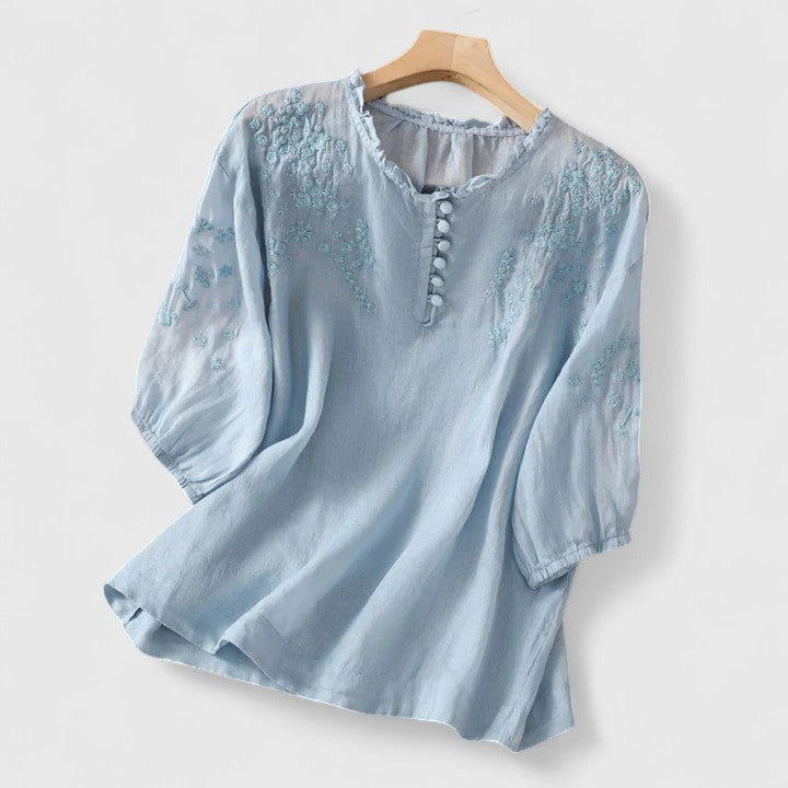Button Front Women's Top – Breathable Fabric & Lightweight Feel