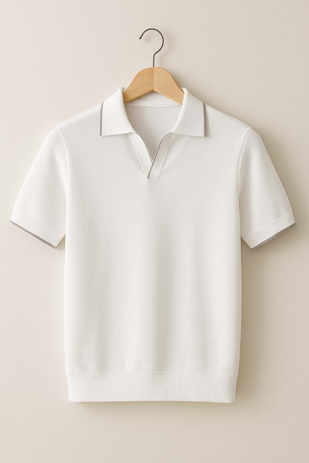 Short Sleeve Knit Polo – Contrast Trim, Slim Fit