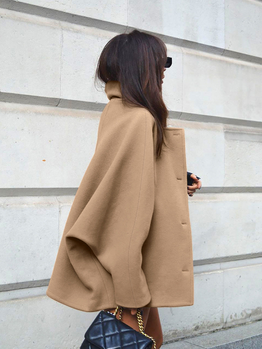 Genevieve Coat Woman – Elegant Coat in Mixed Wool with Batwing Sleeves & Lapel Collar