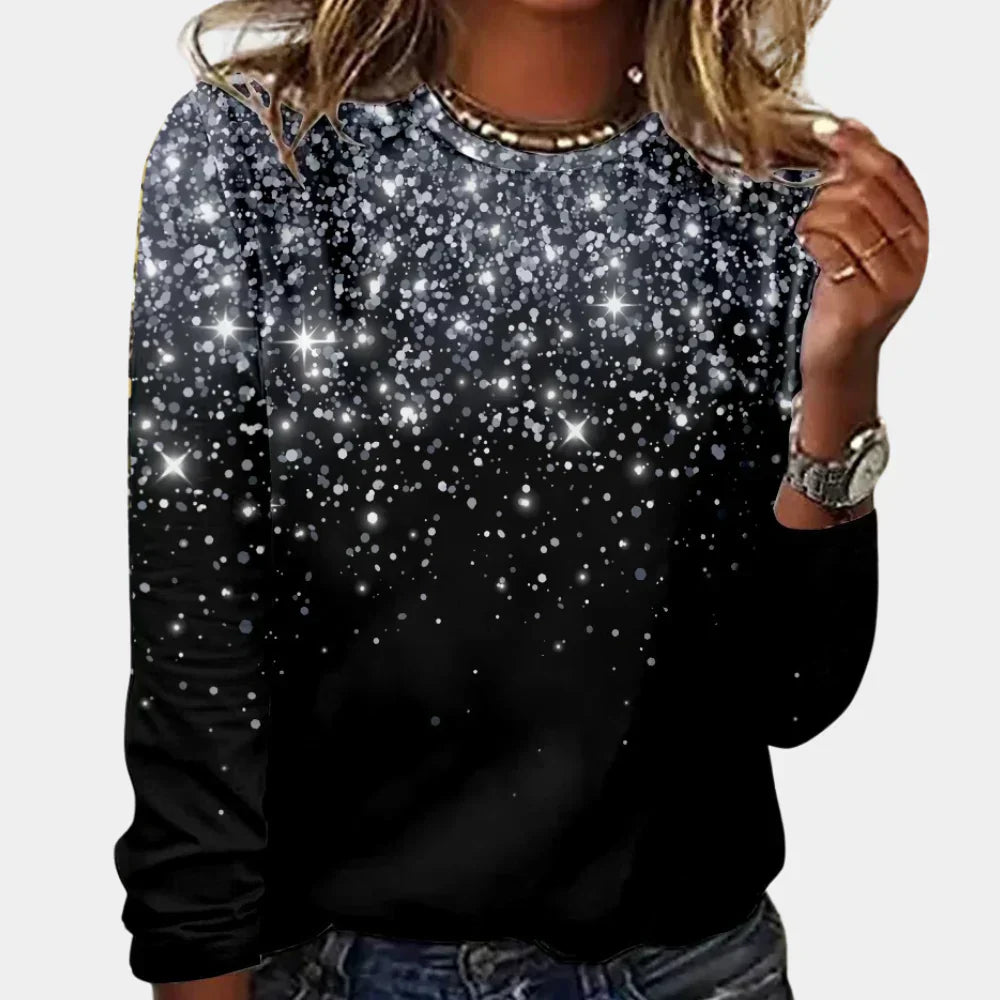 Desireey Women's Christmas Sweater with Shiny Stars – Casual Fit & Festive Style
