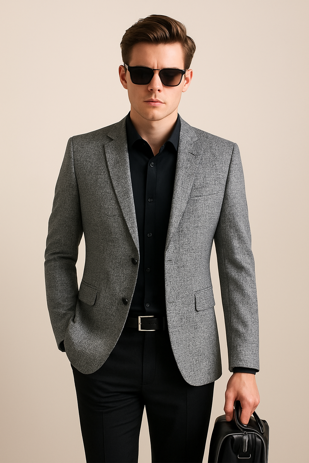 Spring Slim Fit Men’s Blazer – No-Iron Casual Jacket for Middle-Aged Style