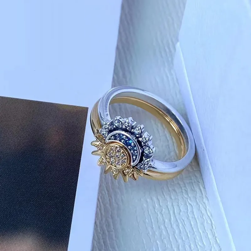 Sun & Moon Ring Set – Gold and Silver Tone