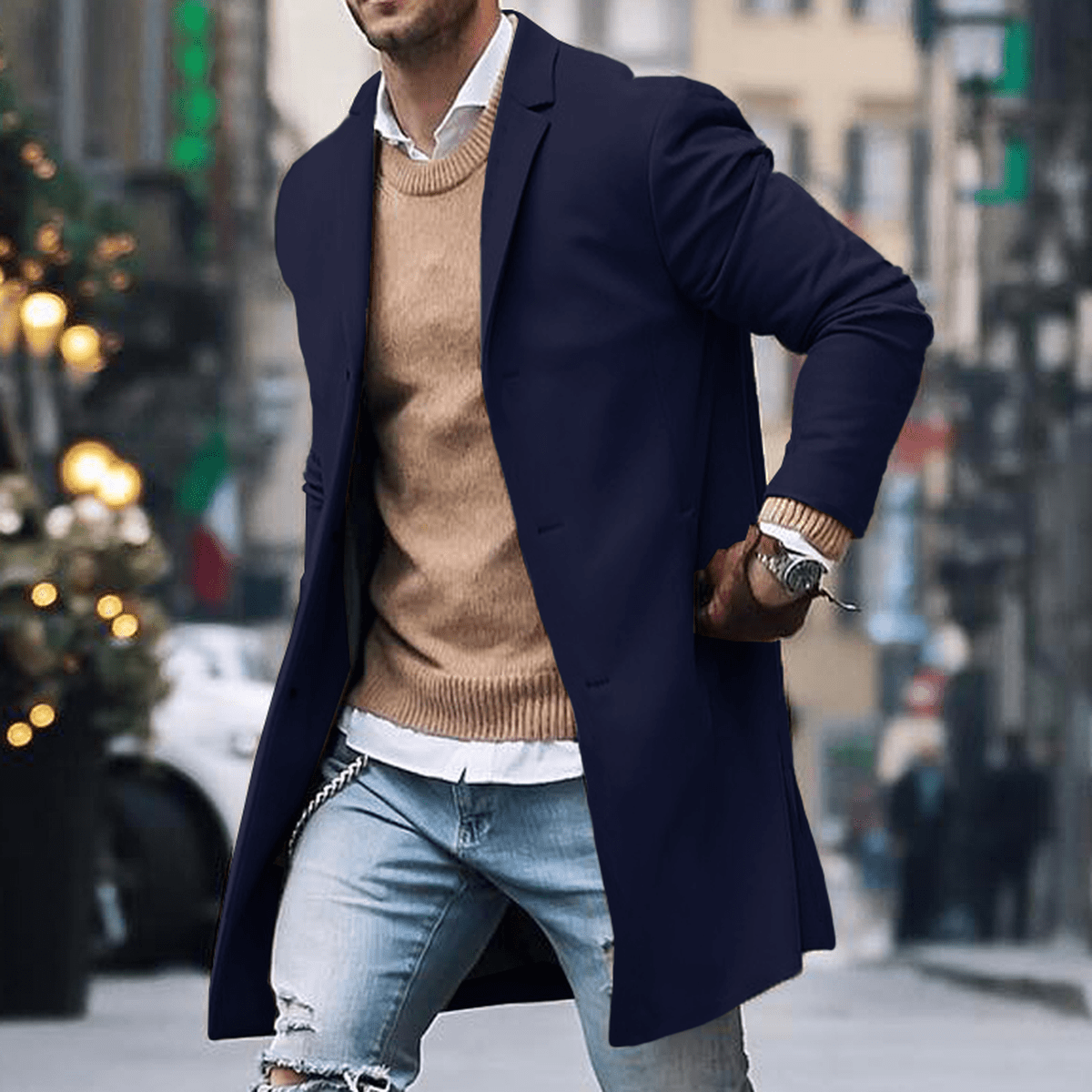 Norlan Men's Single-Breasted Coat – Slim Fit & Modern Style