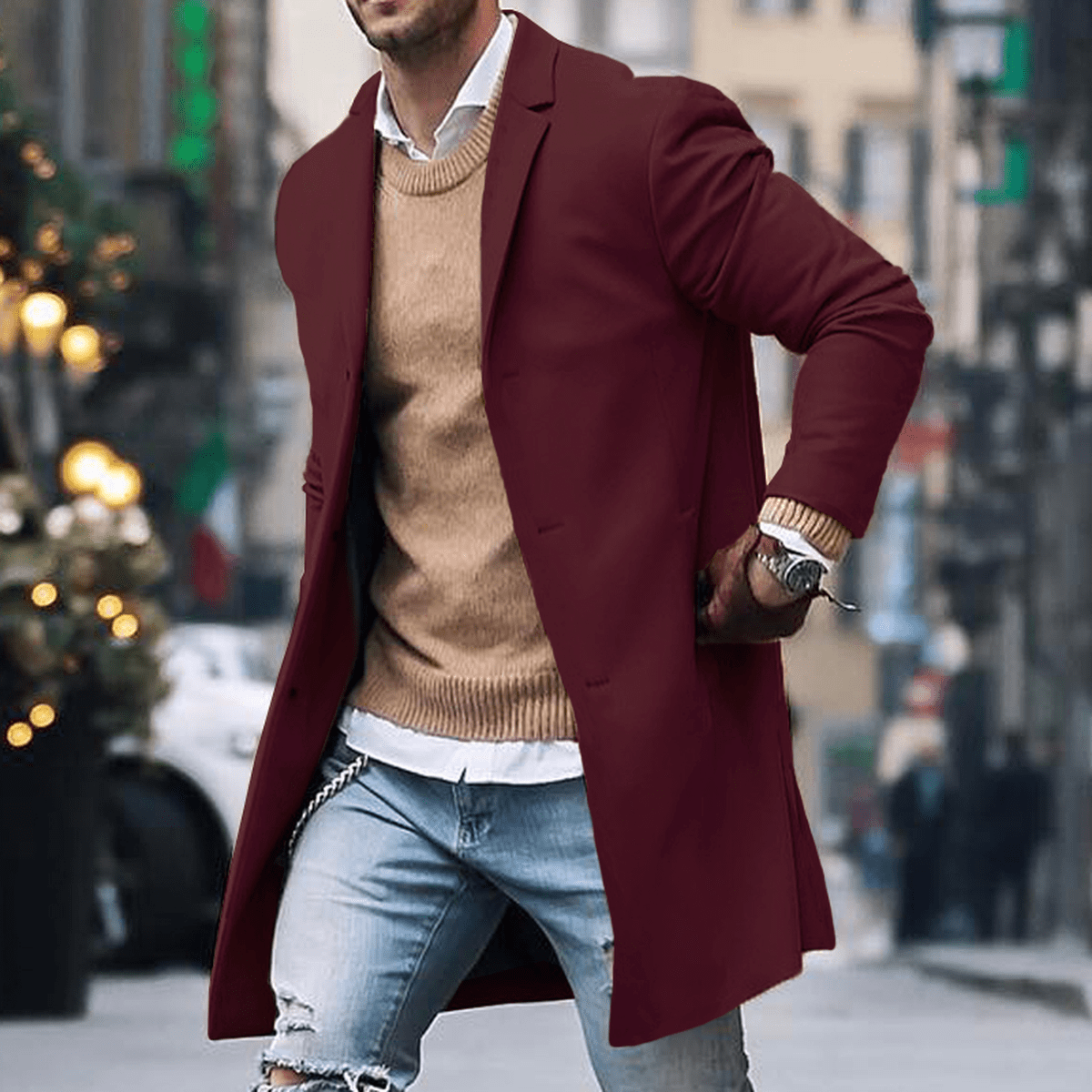 Norlan Men's Single-Breasted Coat – Slim Fit & Modern Style