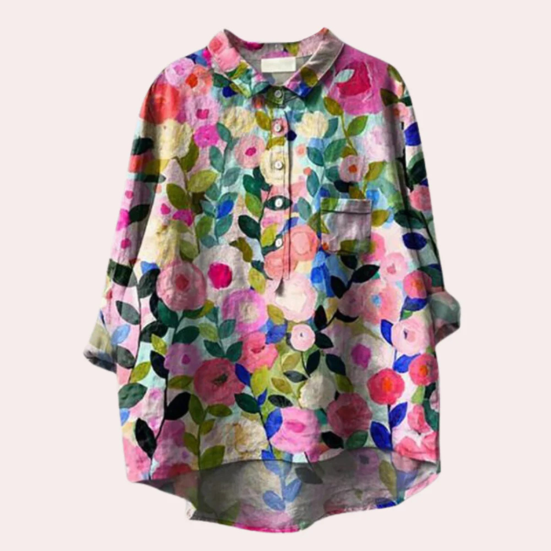 Mirella Blouse Femme – Floral Blouse with Breathable Fabric & Comfortable Fit for Summer