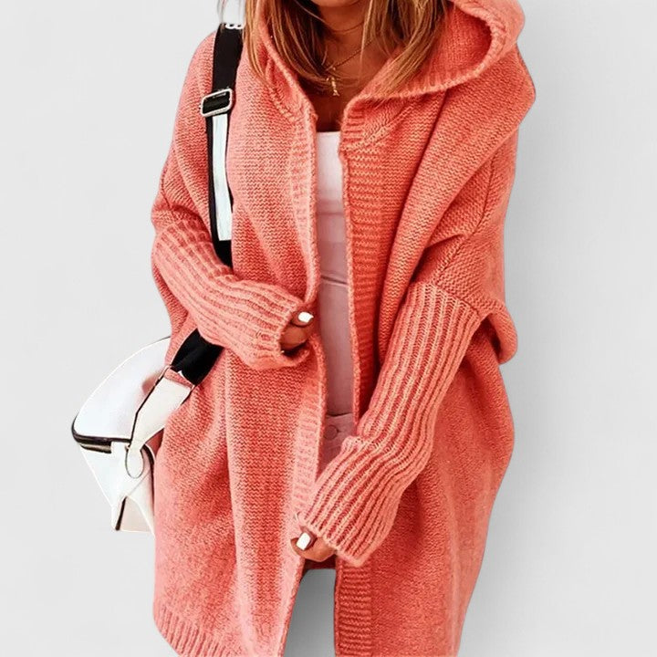 Cardigan Woman Adriana with Hood Oversize – Long Cozy Vest Ideal for Layering