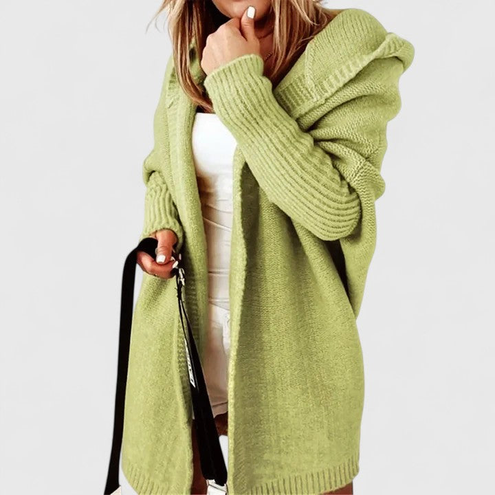 Cardigan Woman Adriana with Hood Oversize – Long Cozy Vest Ideal for Layering