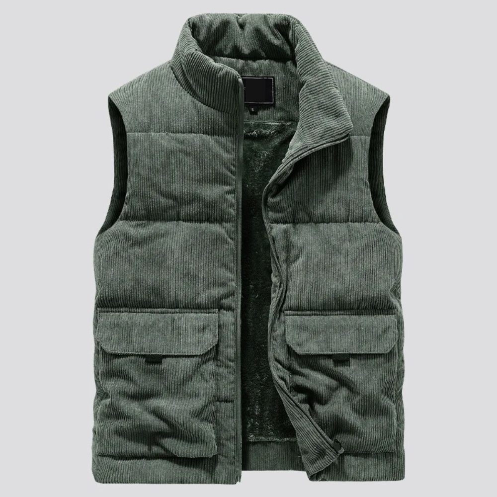 Aiden Men's Corduroy Vest – Sleeveless with Practical Pockets & Zip Closure