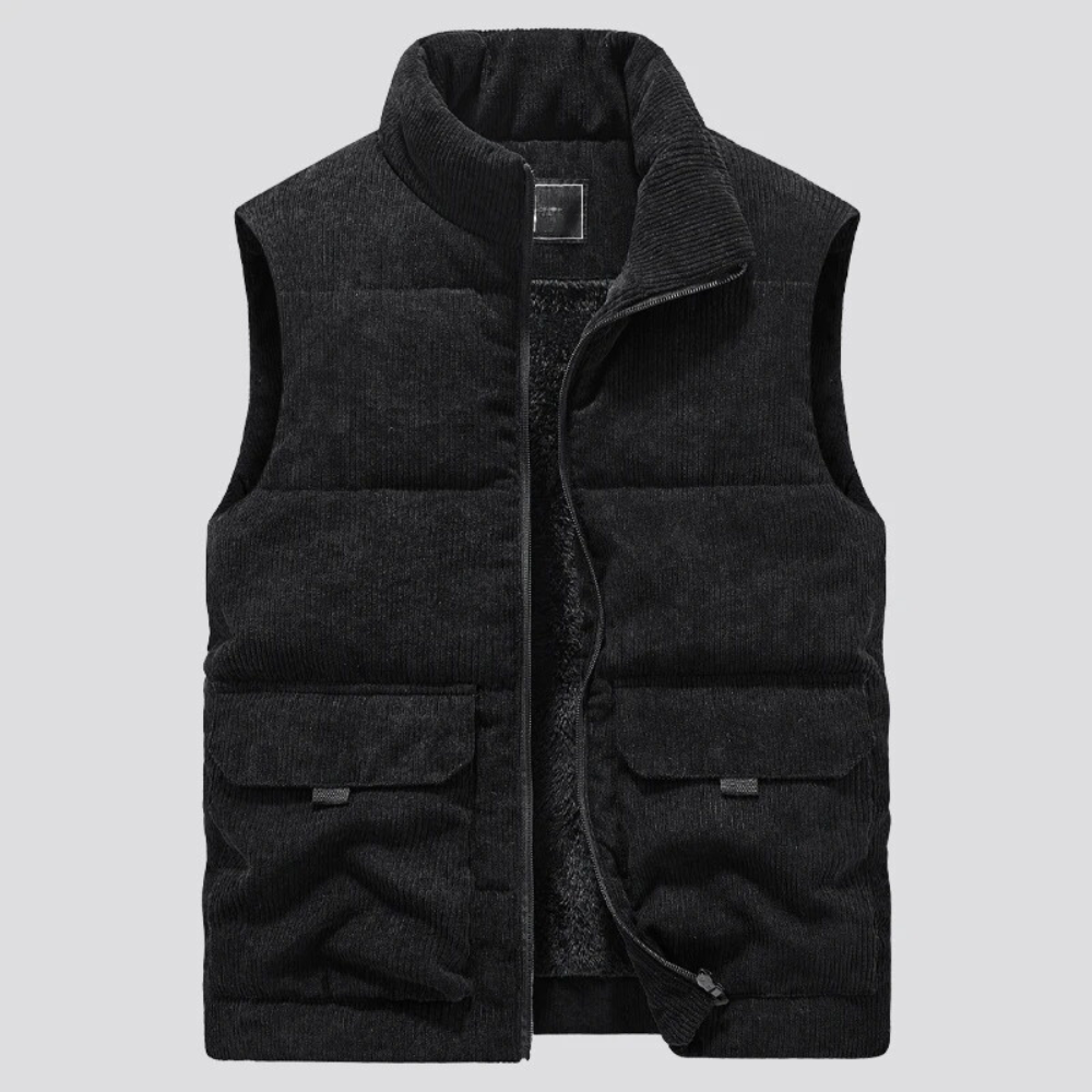 Aiden Men's Corduroy Vest – Sleeveless with Practical Pockets & Zip Closure