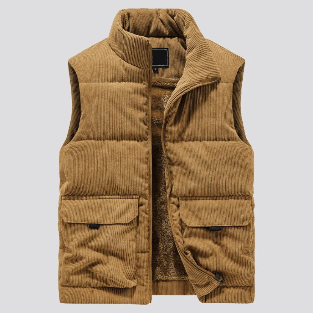 Aiden Men's Corduroy Vest – Sleeveless with Practical Pockets & Zip Closure