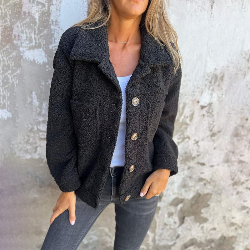 Women's Joanna Coat in Mixed Wool for Autumn – Elegant Buttoned Coat with Notched Collar