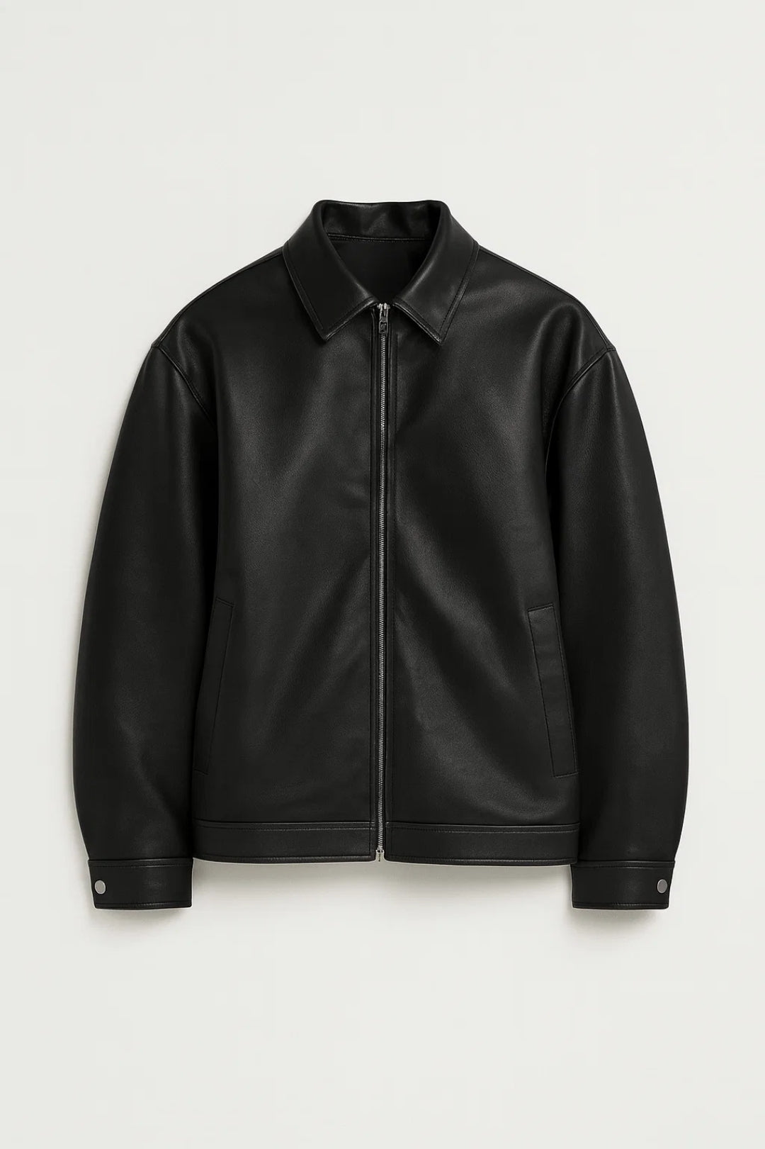 Mason Men's Leather Jacket – Modern Cut, Clean Design & Zipper Closure