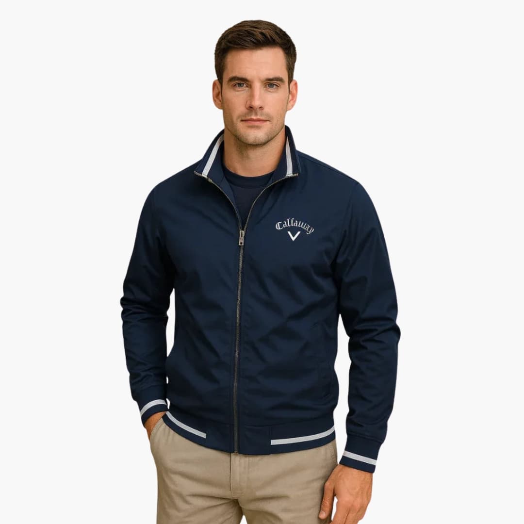 Everleigh Men's Zip-Up Jacket – Stand Collar, Regular Fit & Elegant Woven Fabric