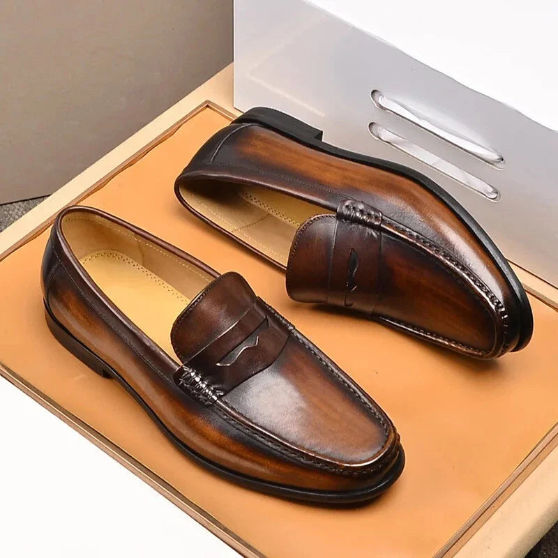 Vintage Faux Leather Loafers – Formal Slip-On Moccasins - Vegan