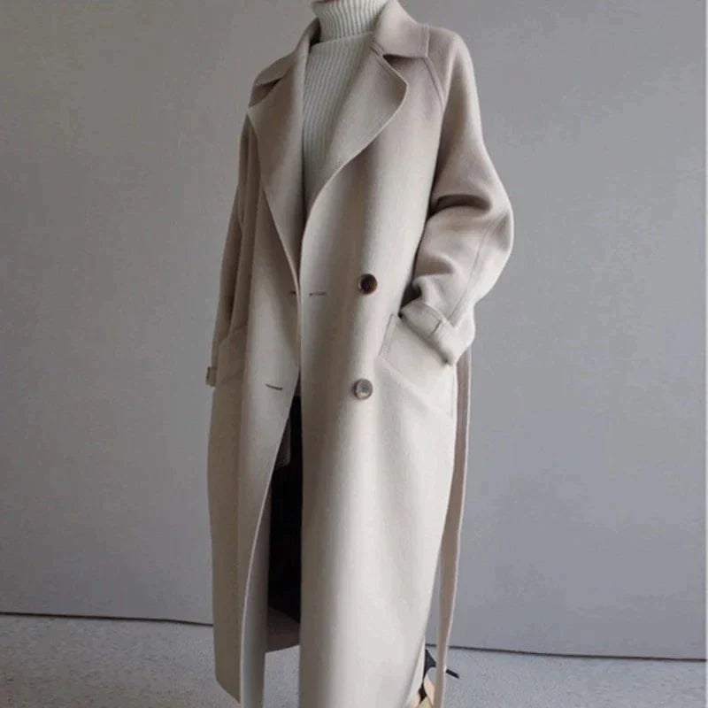 Isabelle Women's Long Wool Coat – Elegant & Comfortable Timeless Winter Coat