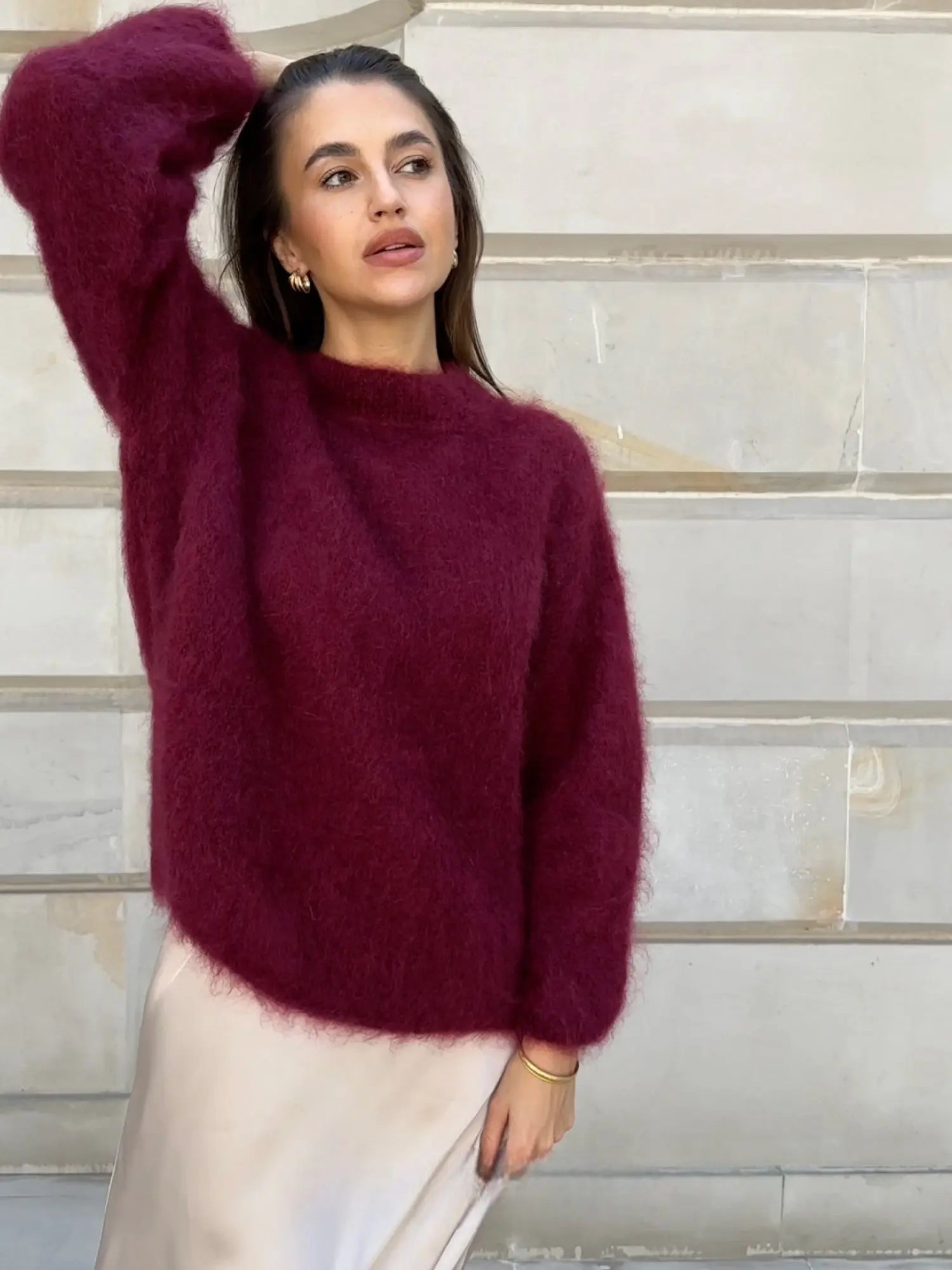 Elen Women's Mohair Luxury Pullover – Soft Brushed Knit with Relaxed Fit & Elegant Style