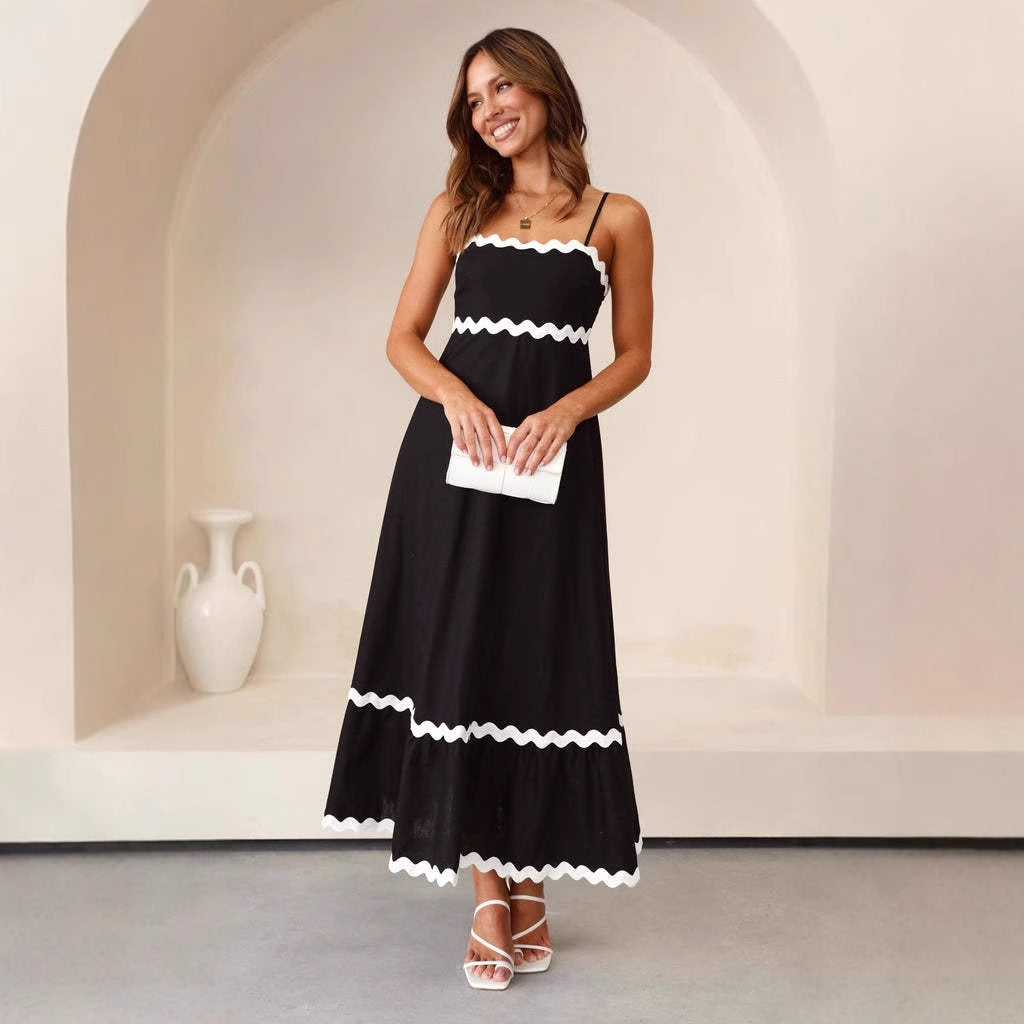 Women's A-Line Maxi Dress – Spaghetti Straps Beach Design