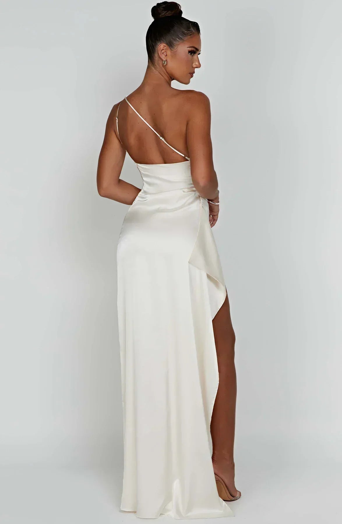 Women’s Asymmetric Evening Maxi Dress – Elegant Gown with High Split
