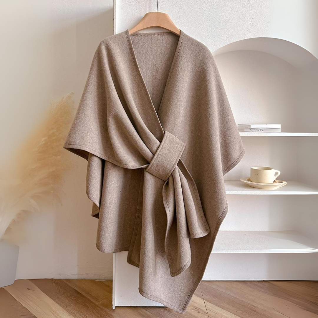 Women’s Drape Shawl – Elegant Wrap with Wide Tie Belt for All-Season Layering