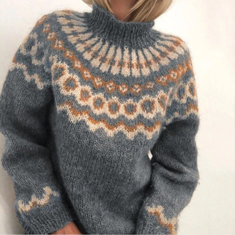Yssa Icelandic Women's Pullover – 100% Mohair Knit Loose Fit with Nordic Pattern