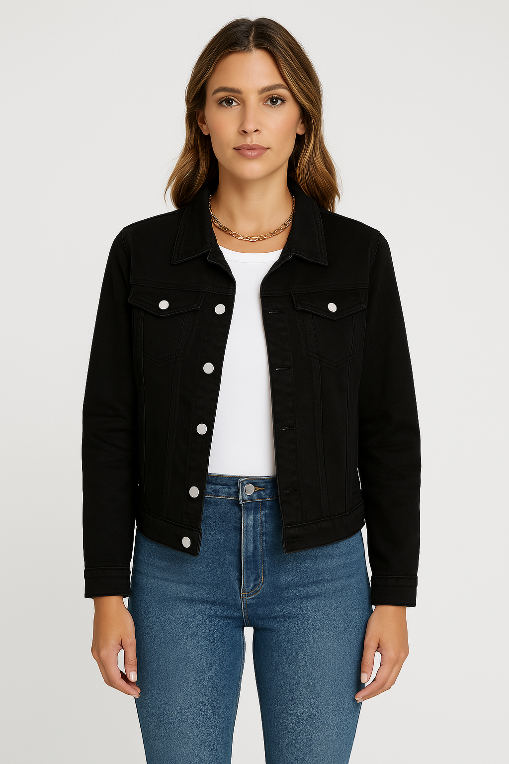 Zaira Femme Jean Jacket – Modern Short Jacket in Durable Cotton with Classic Collar