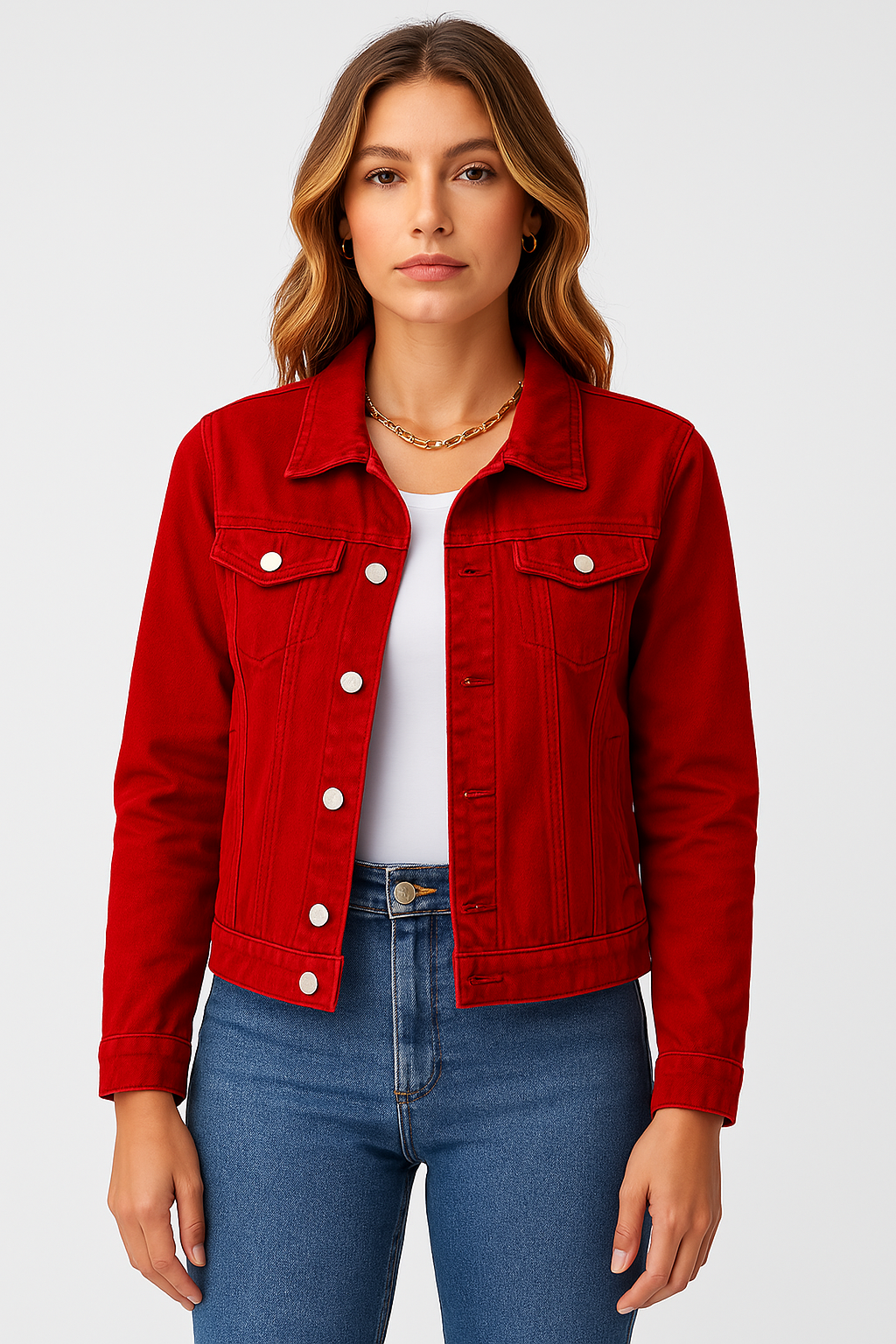 Zaira Femme Jean Jacket – Modern Short Jacket in Durable Cotton with Classic Collar