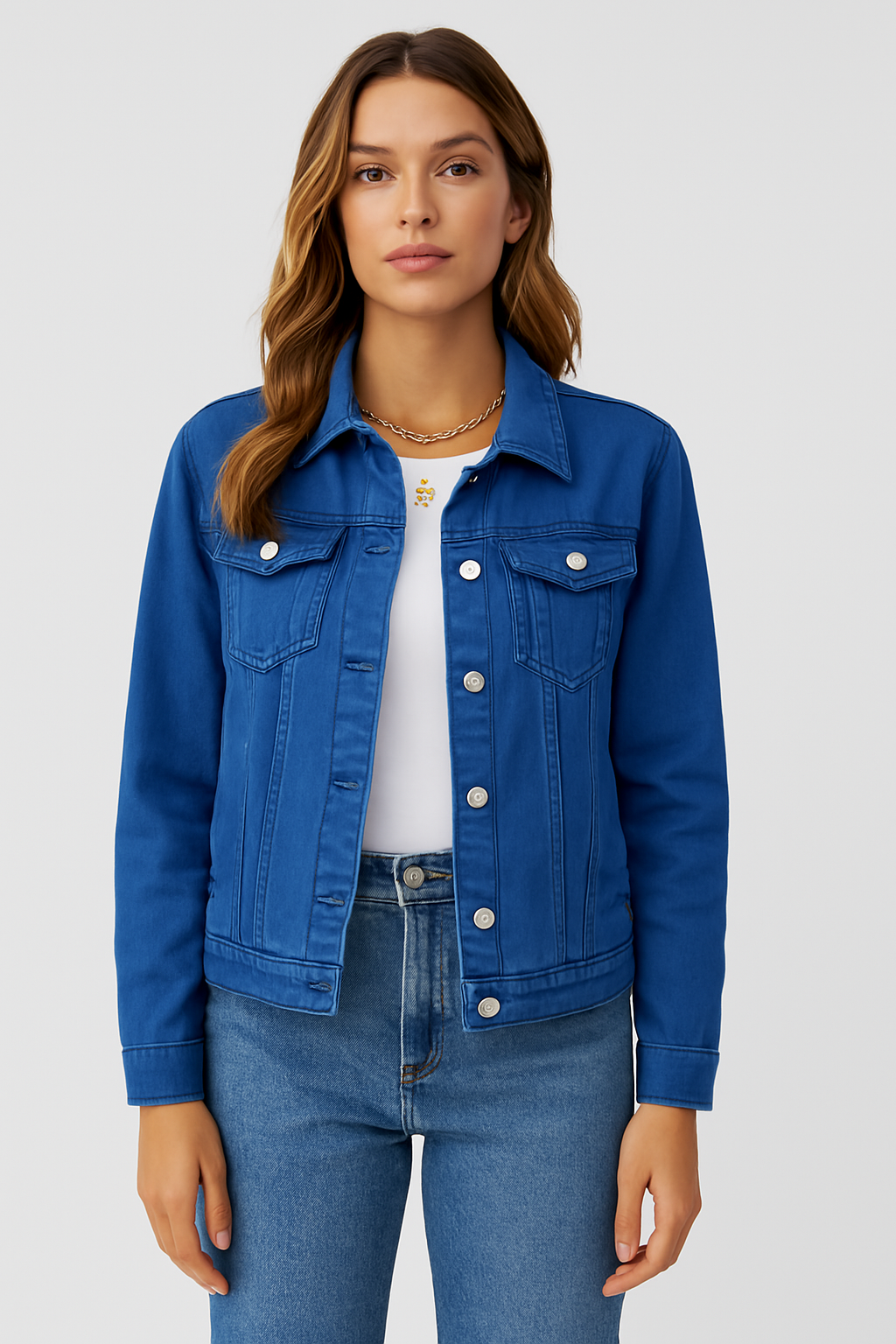 Zaira Femme Jean Jacket – Modern Short Jacket in Durable Cotton with Classic Collar