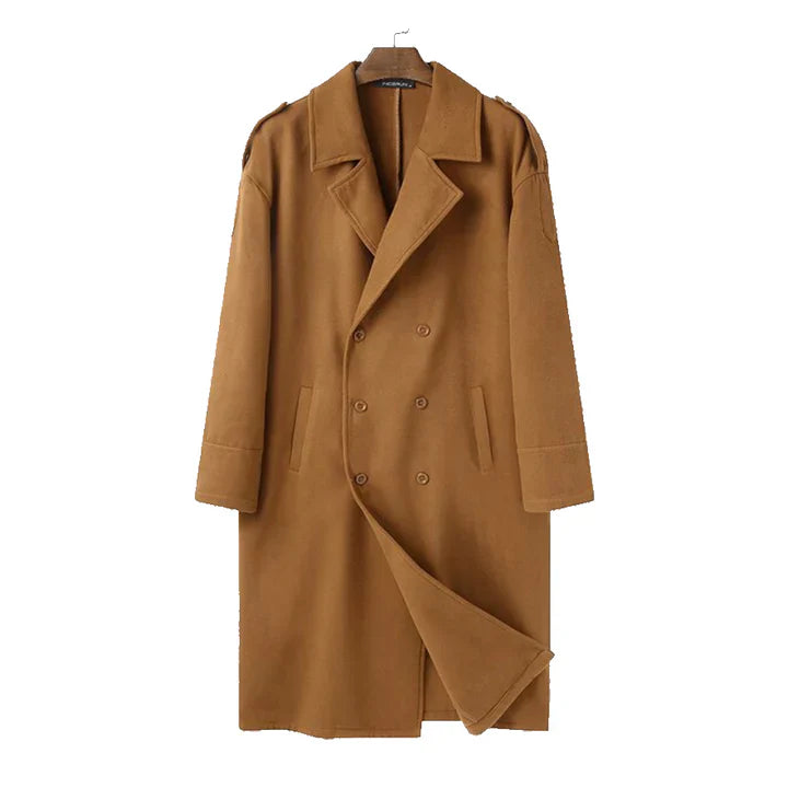 Michael Manteau Long Homme – Comfortable Loose Fit & Practical Front Closure