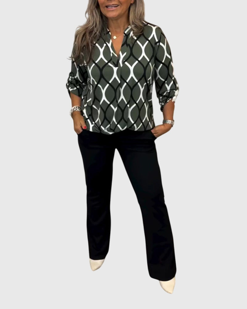 V-Neck Long Sleeve Women's Top – Flattering Silhouette