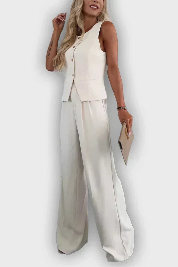 Button Front Elegant Ensemble – Timeless Flattering Fit