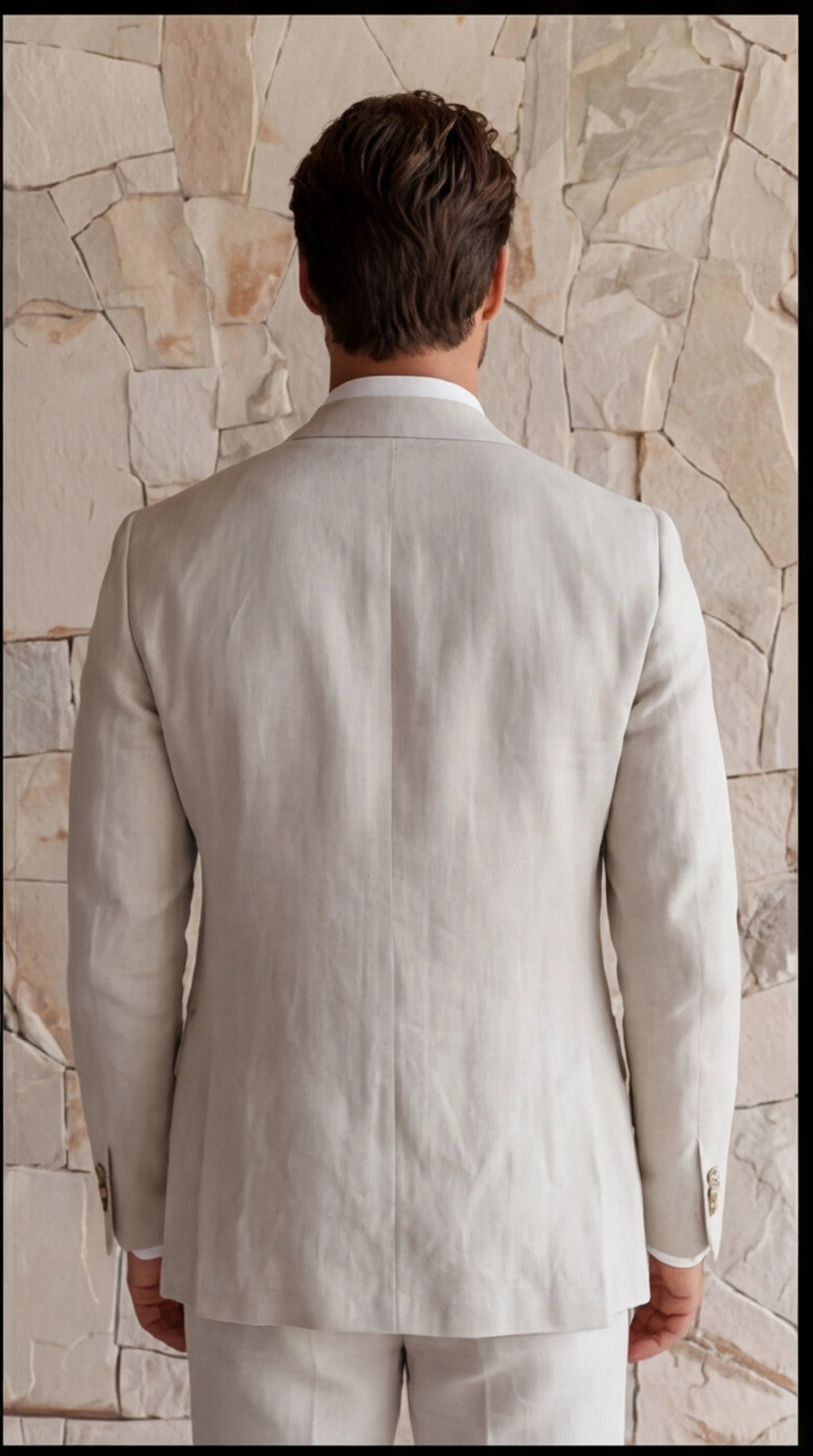 Two-Piece Linen Blend Men’s Suit – Slim Blazer & Trousers for Business & Weddings