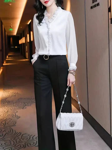 Erin blouse for women - Elegant long-sleeve top in classic colors and a comfortable fit