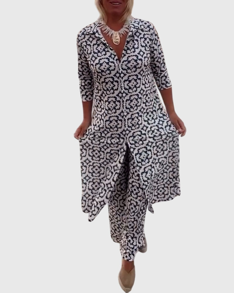 Elegant Vintage Two-Piece Set – Flattering Silhouette
