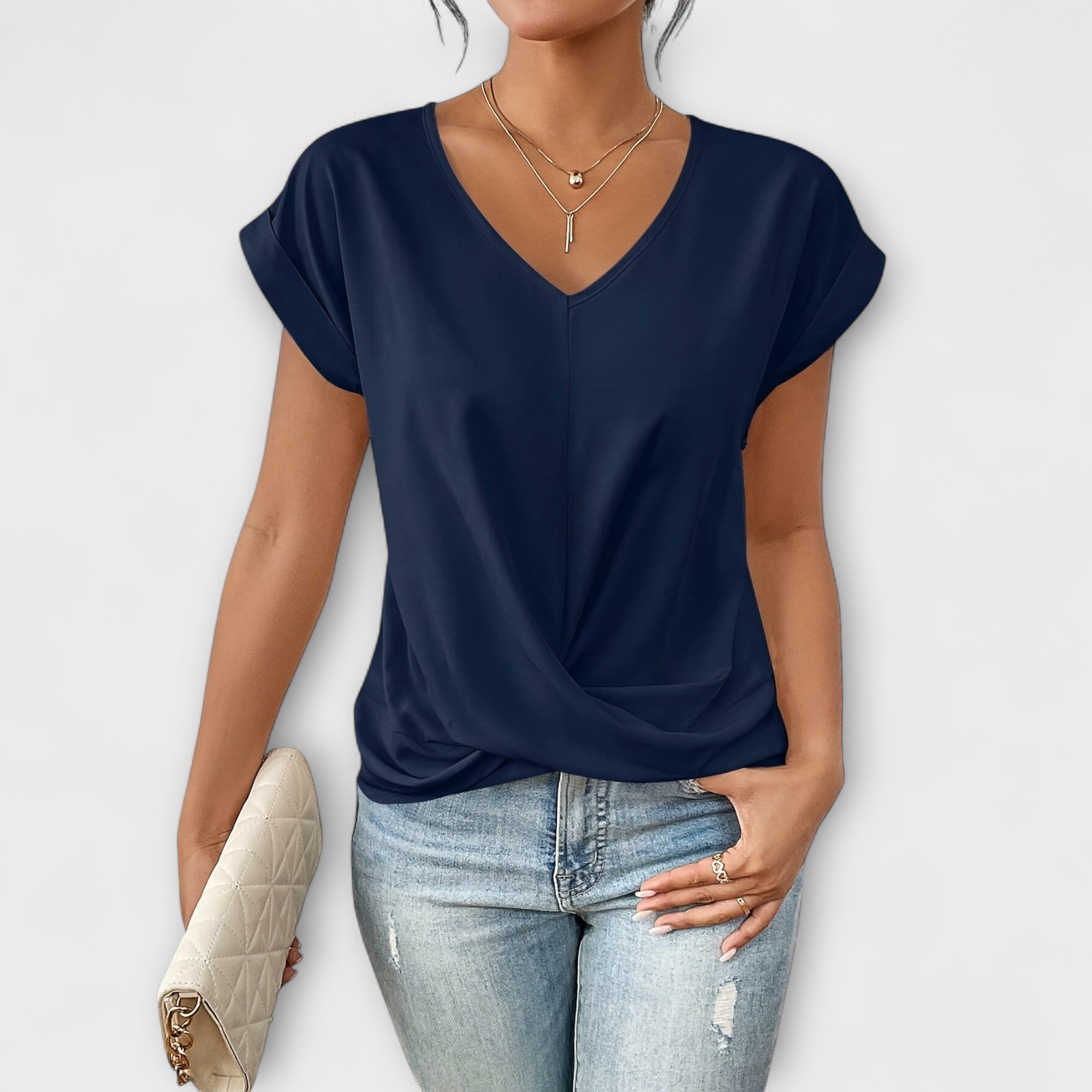 V-Neck Button Front Women's Top – Breathable Fabric & Lightweight Feel