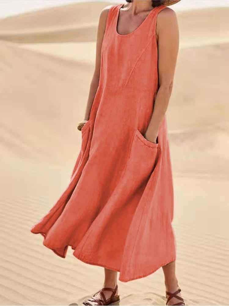 Women's Flowy Summer Midi Dress - Lightweight & Breathable