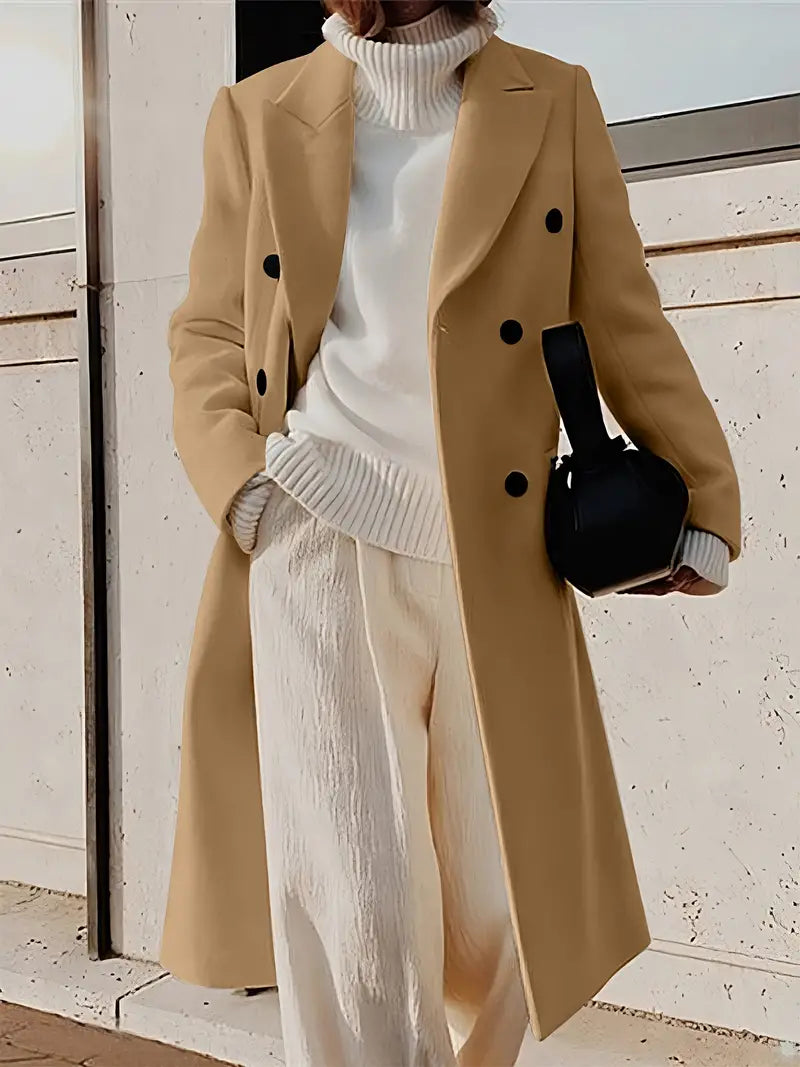 Mariana Manteau Long Femme – Elegant Cashmere Trench with Modern & Timeless Cut