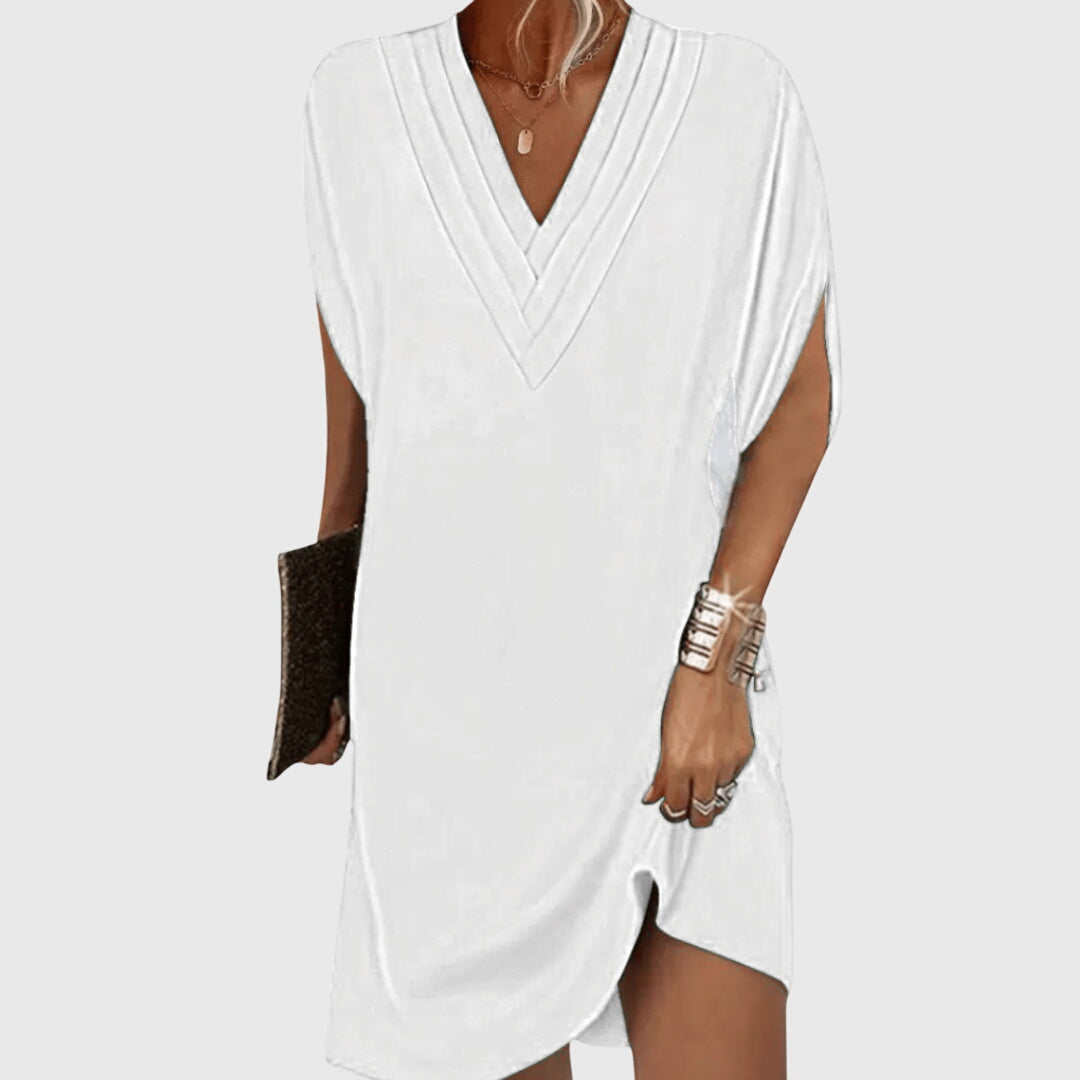 V-Neck Dress – Flattering Silhouette & Waist-Defining Fit