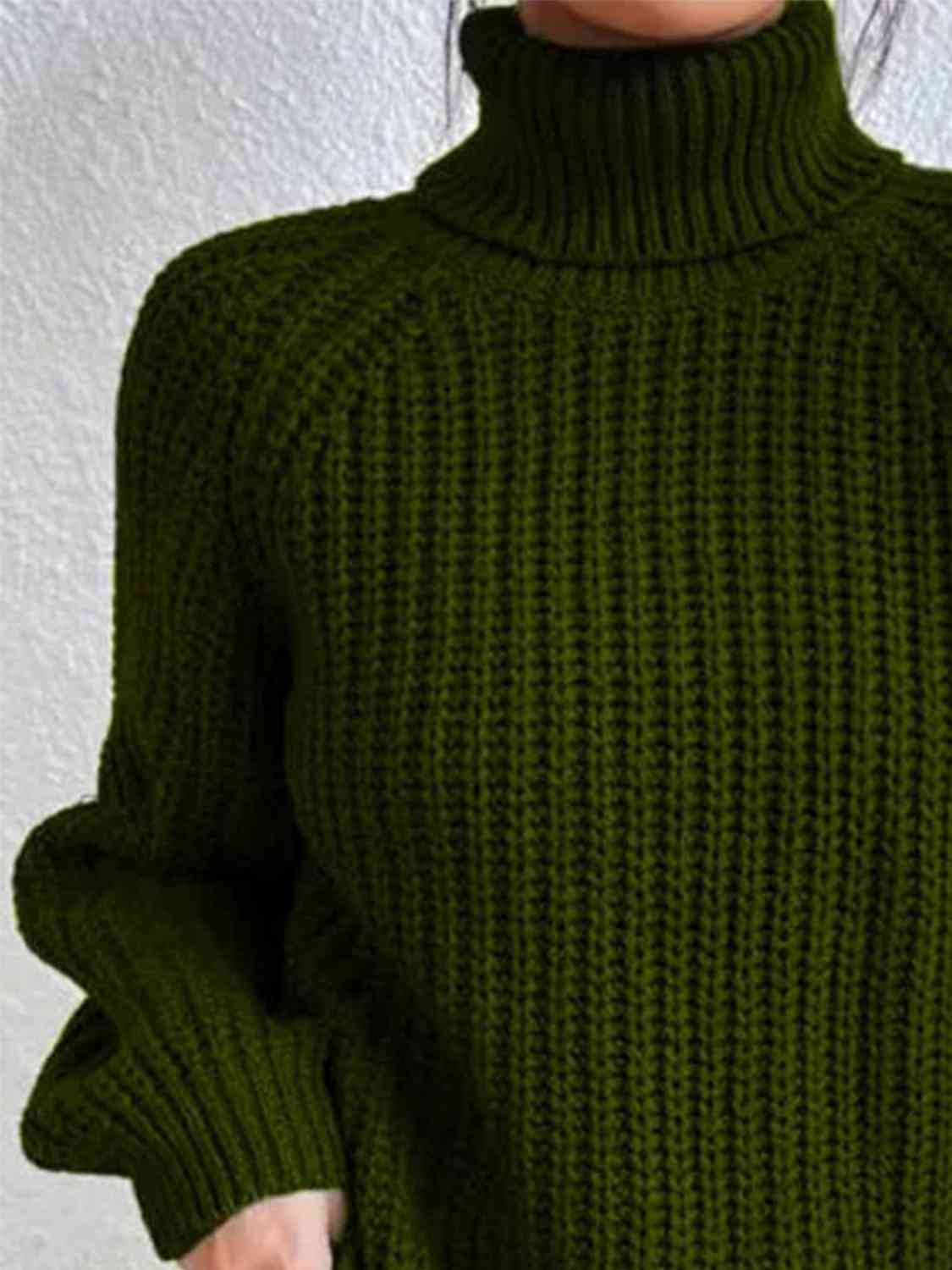 Angela Pull Woman – Ribbed Turtleneck Sweater with Chic Side Slit for Elegant Autumn/Winter