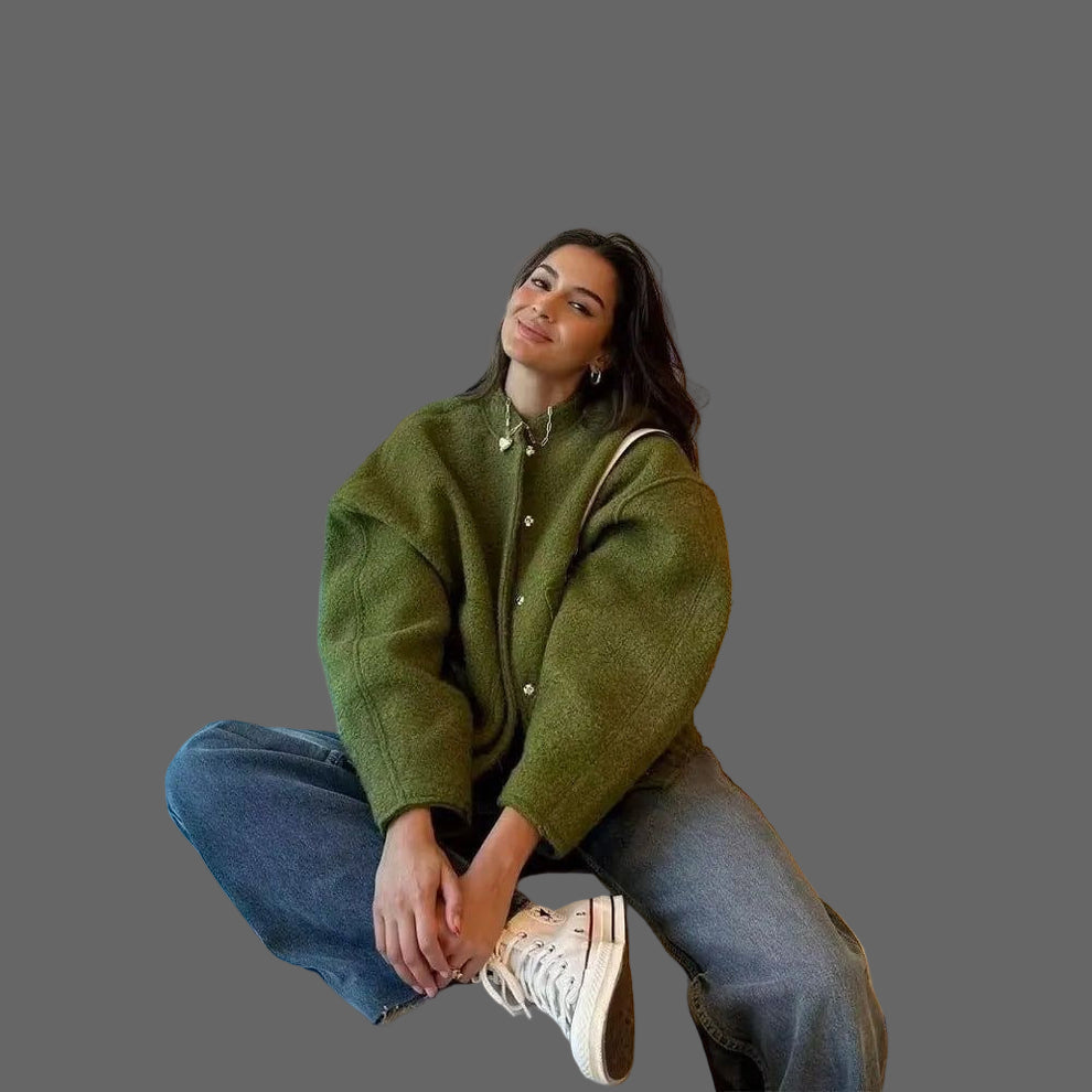 Mylah Blouson Bomber Bouclé Woman – Oversized Textured Design with Discreet Closure