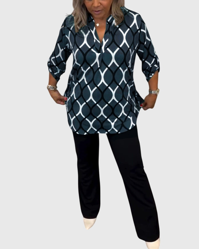 V-Neck Long Sleeve Women's Top – Flattering Silhouette