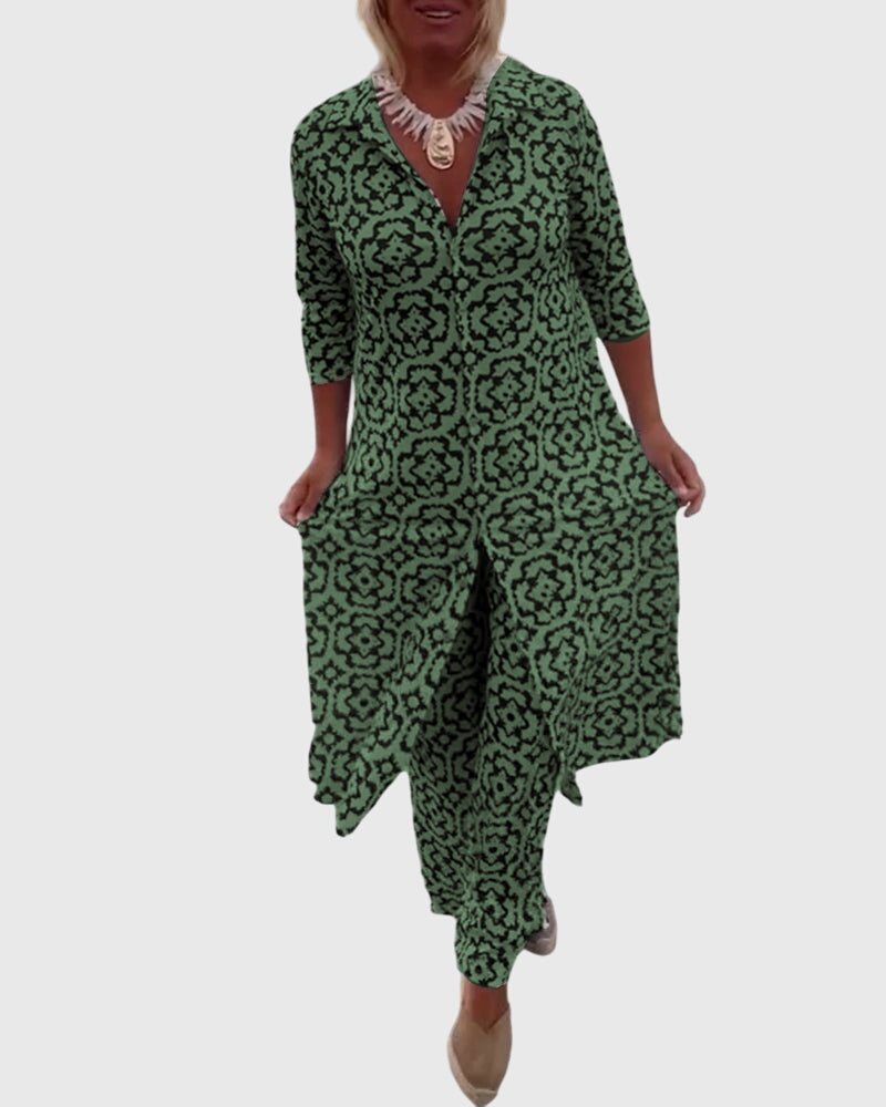 Elegant Vintage Two-Piece Set – Flattering Silhouette