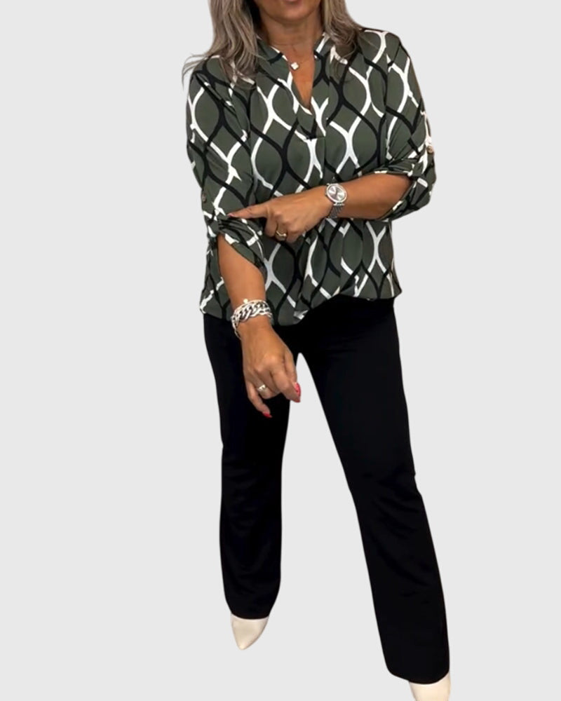 V-Neck Long Sleeve Women's Top – Flattering Silhouette