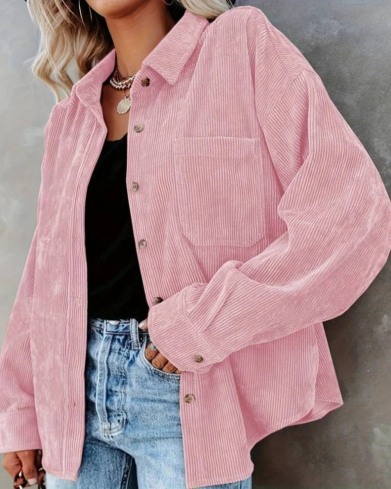 Ainsley Chemise Femme – Casual Vintage Shirt in Soft Corduroy with Chest Pocket