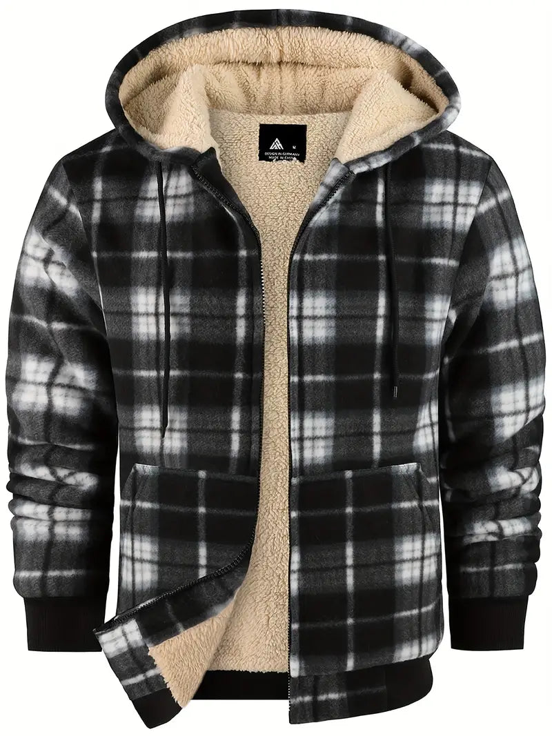 Henry Winter Jacket for Men with Plaid – Elegant Warm Coat with Button Closure
