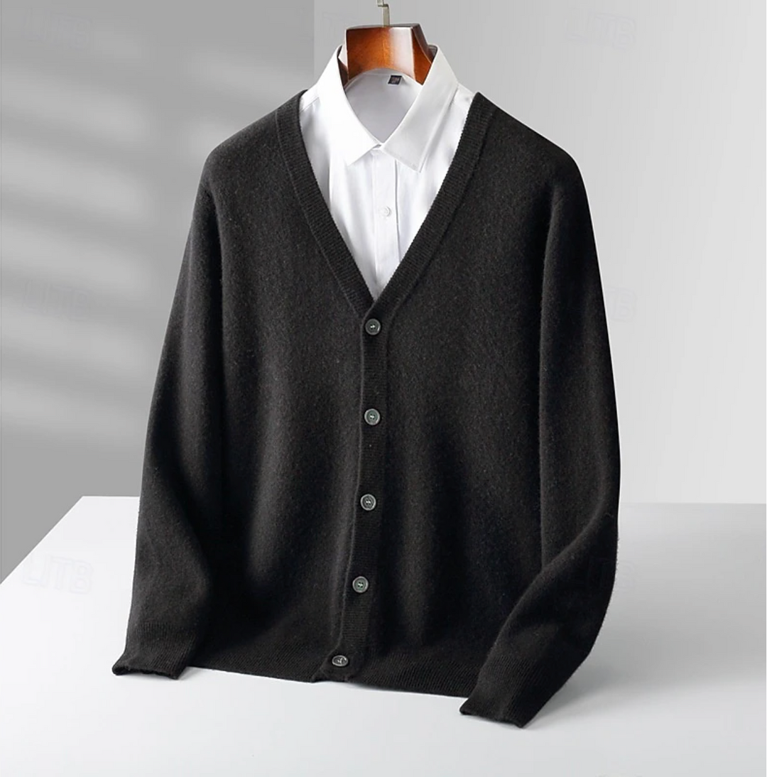 Men's Cliff Cardigan V-Neck – Buttoned, Regular Fit & Elegant Classic Style