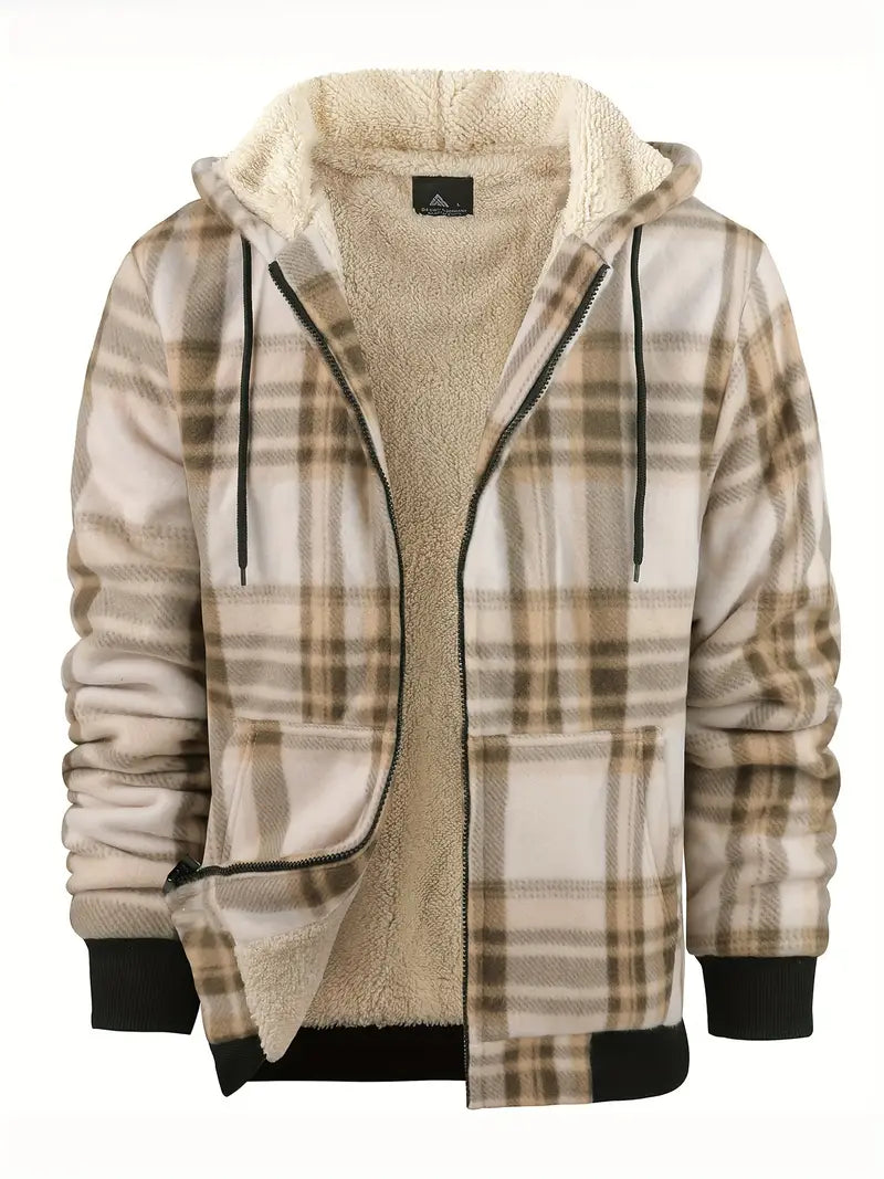 Henry Winter Jacket for Men with Plaid – Elegant Warm Coat with Button Closure